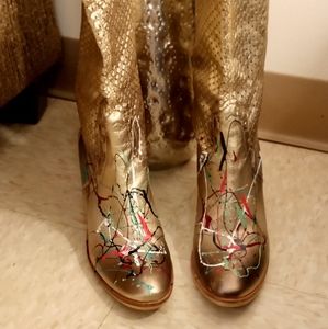 Gold cowboy boots